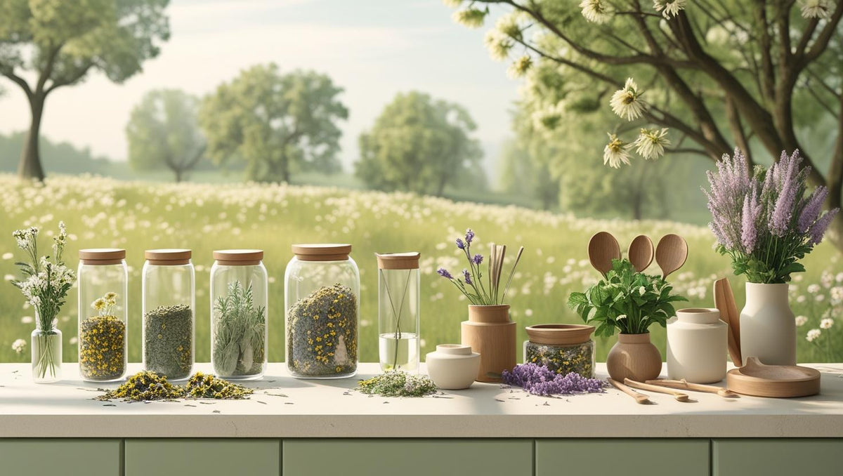 Tisanes artisanales, fleurs séchées et infusions fruitées à savourer au naturel.