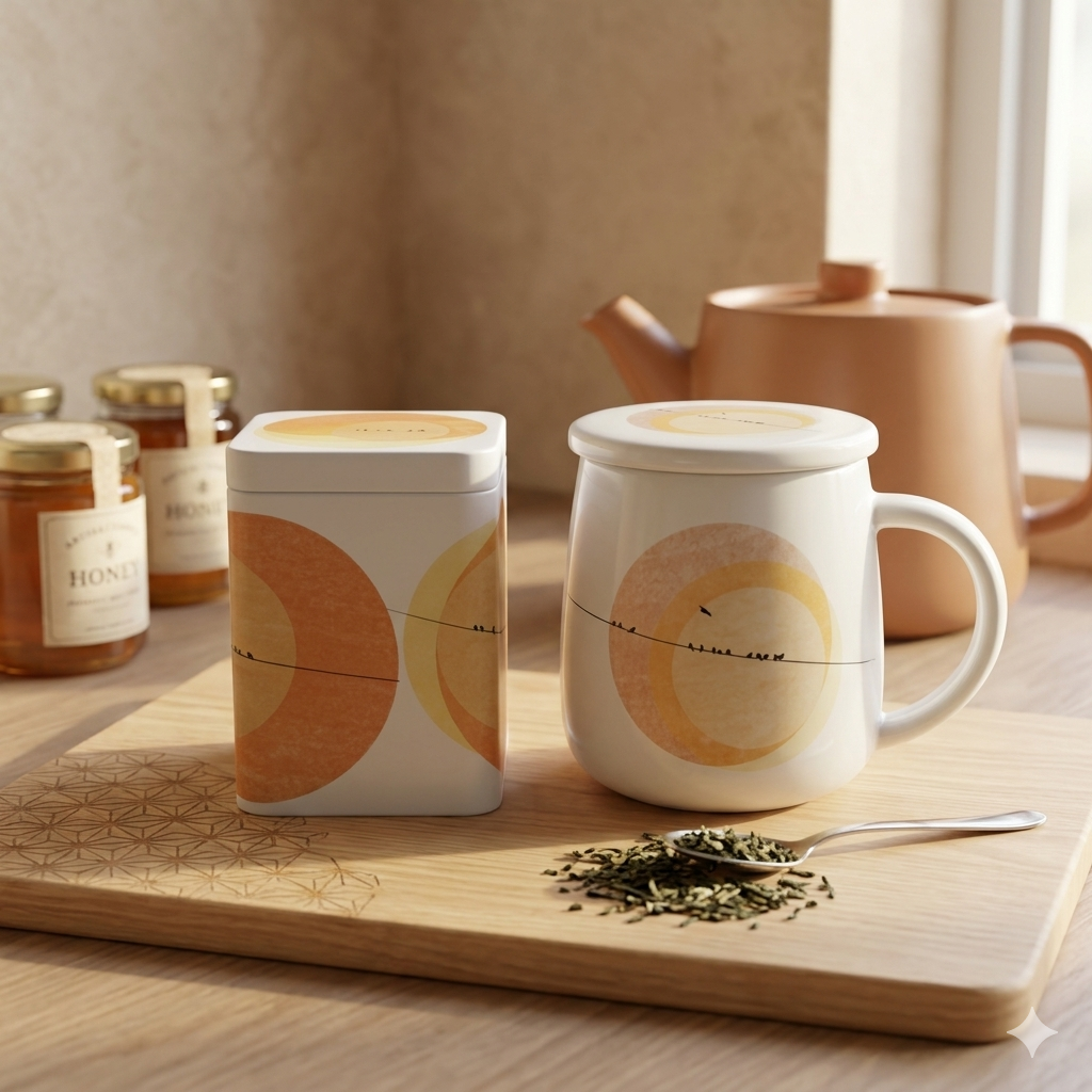 Éclat Solaire – Mug Infusion & Boîte Hermétique